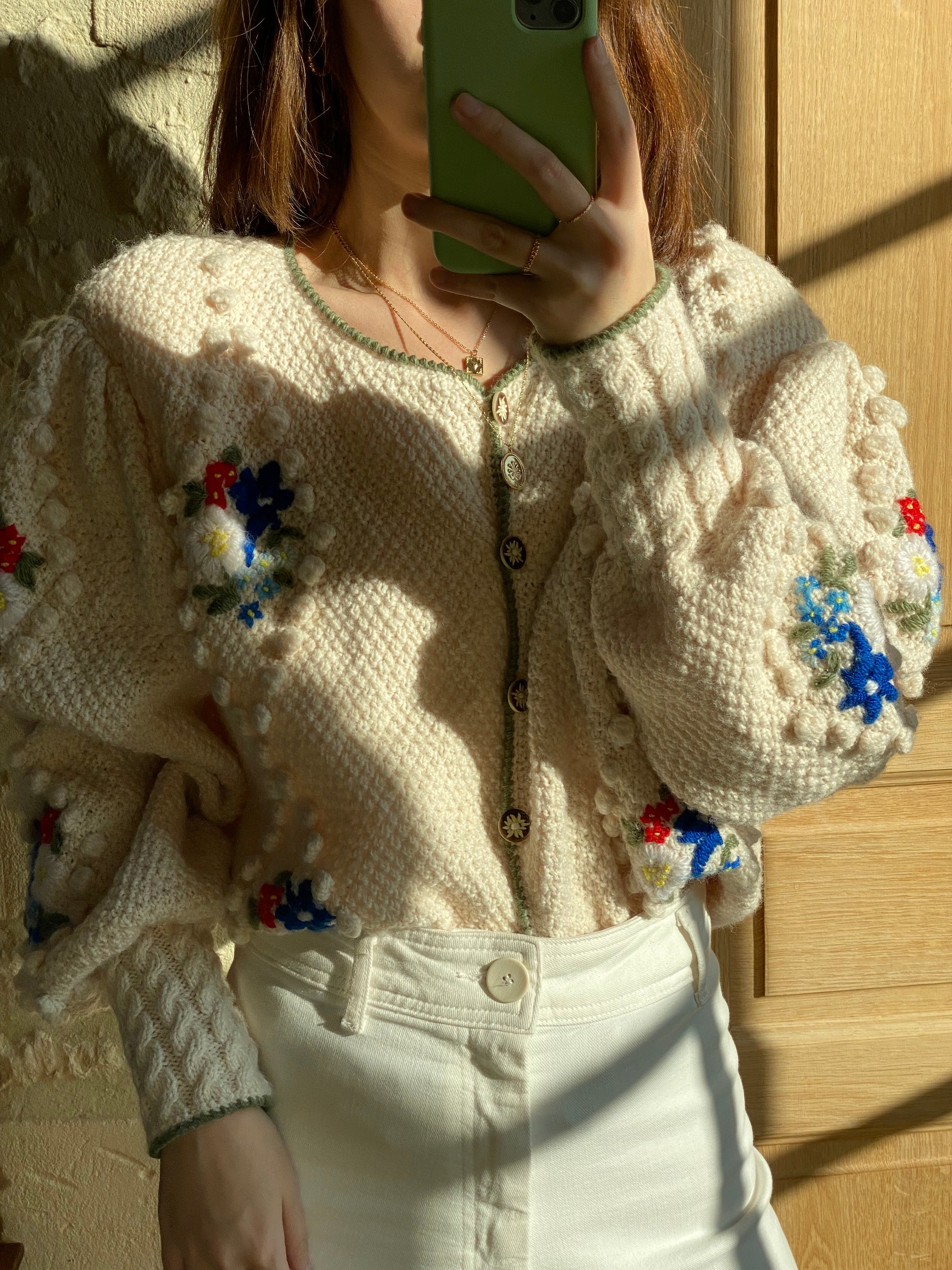 Vintage Tyrol white floral cardigan