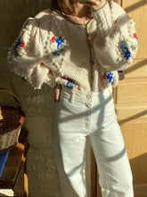 将图片加载到图库查看器，Vintage Tyrol white floral cardigan
