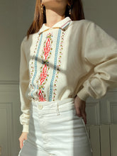 将图片加载到图库查看器，Vintage embroidery creamy sweater
